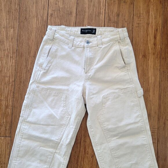 Abercrombie & Fitch Relaxed Fit Men's Size 28 x30 Baggy Work Wear Jean - Ivory - Picture 2 of 9